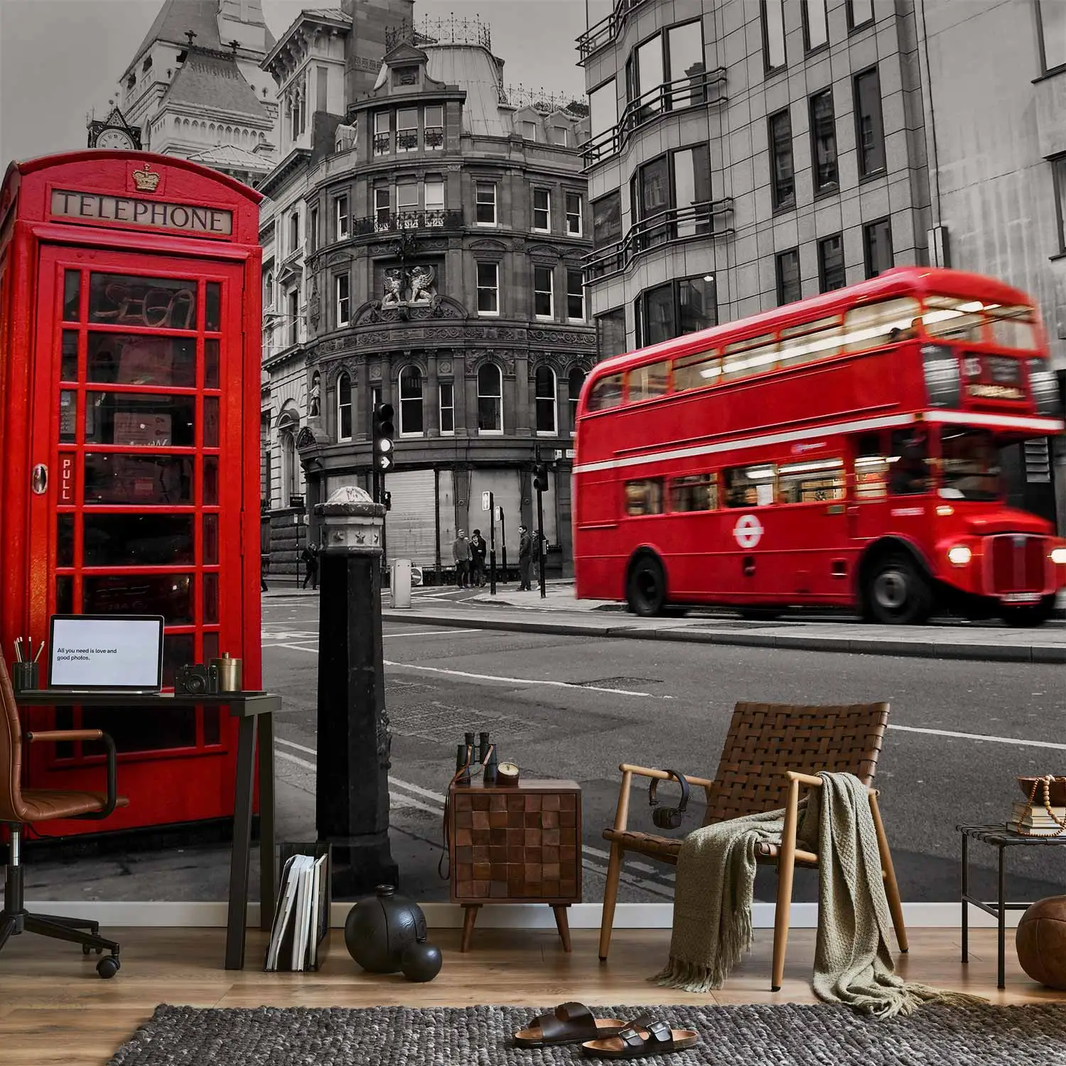 Red Phone Booth London Street Shatterproof Medium Outlet Cover,Impact Resistant Switch Plate,Decorative Wall Plate Cover