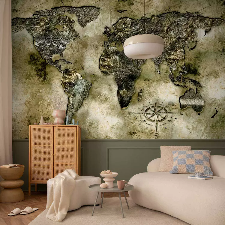 Wall Mural World map - outline of the continents with vintage-style iridescent effect