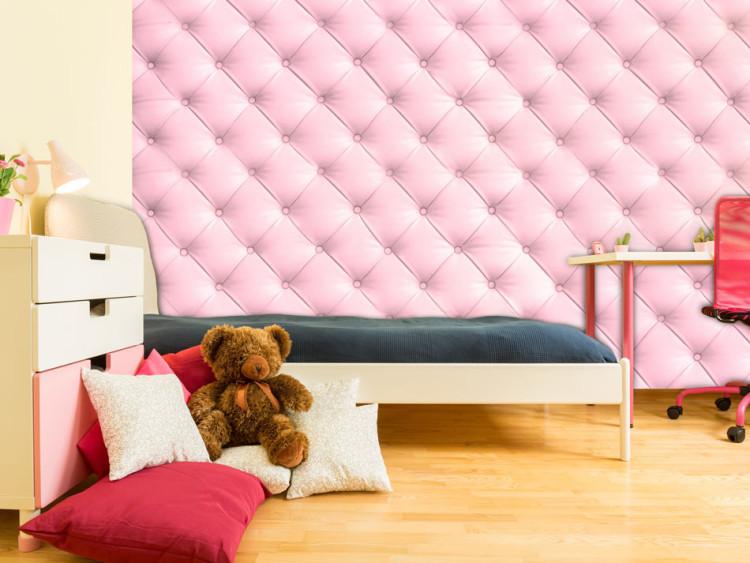 Wall Mural Sweet marshmallow - textured composition in pink leather with quilting