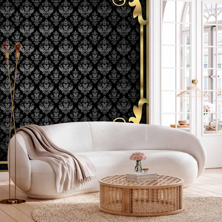 Wall Mural Luxury retro glamour - gold and black patterned background with ornaments