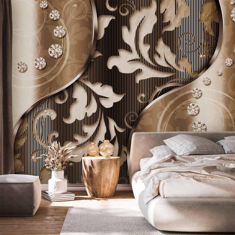 Wall Mural Abstract composition in browns - patterned ornaments with diamonds