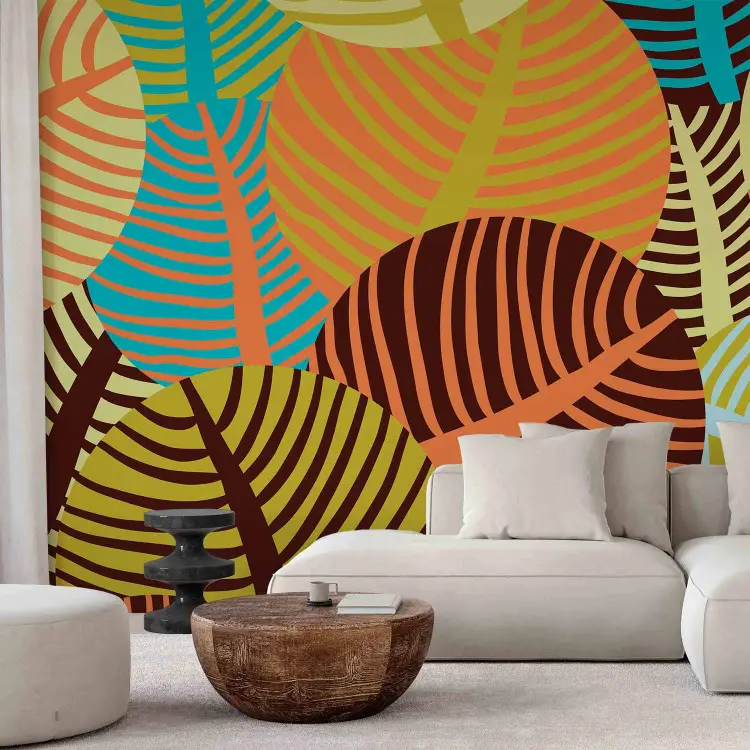 Collage: Leaves - Colorful Abstraction with Geometric Leaf Shapes