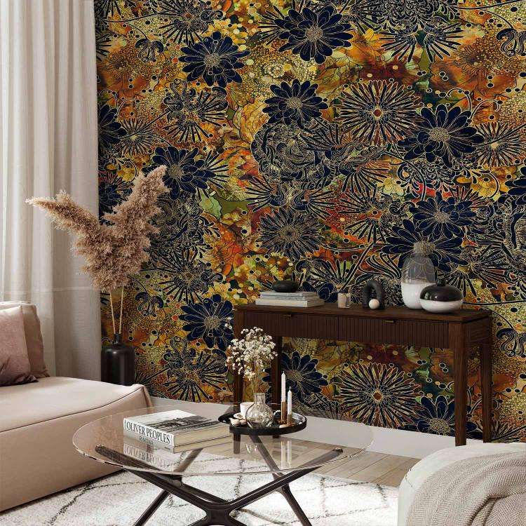 Wall Mural Floral madness - floral ornaments on a uniform patterned background
