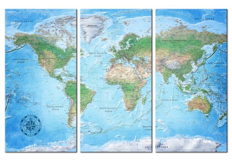 Canvas Print Traditional Cartography II - World Map with Labels on Continents