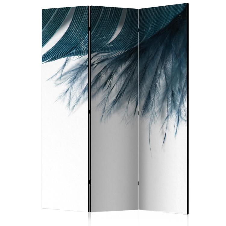 Room Divider Navy Feather - romantic blue feather on light-white background