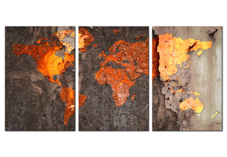 Canvas Print World Map: Rustic World - Map with Metal Texture with Corrosion