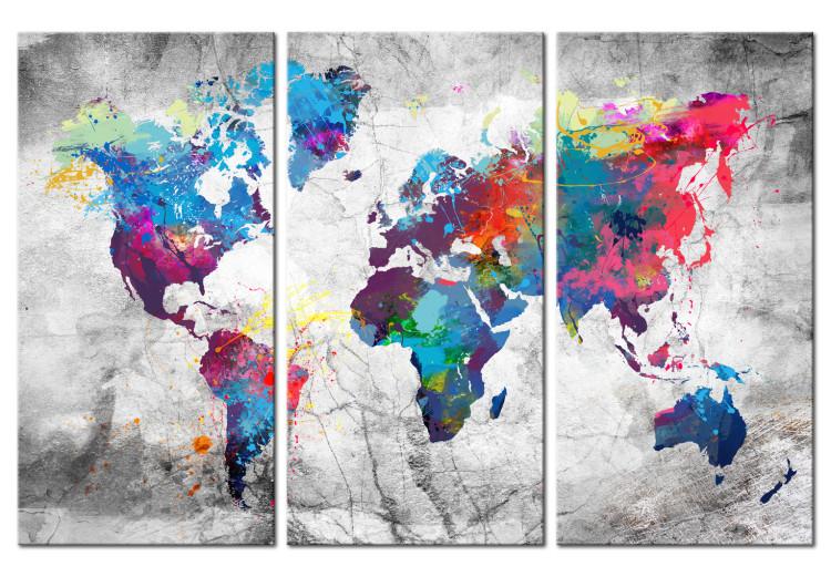 Canvas Print Maps: Gray Style - Artistic Continents on Concrete World Map