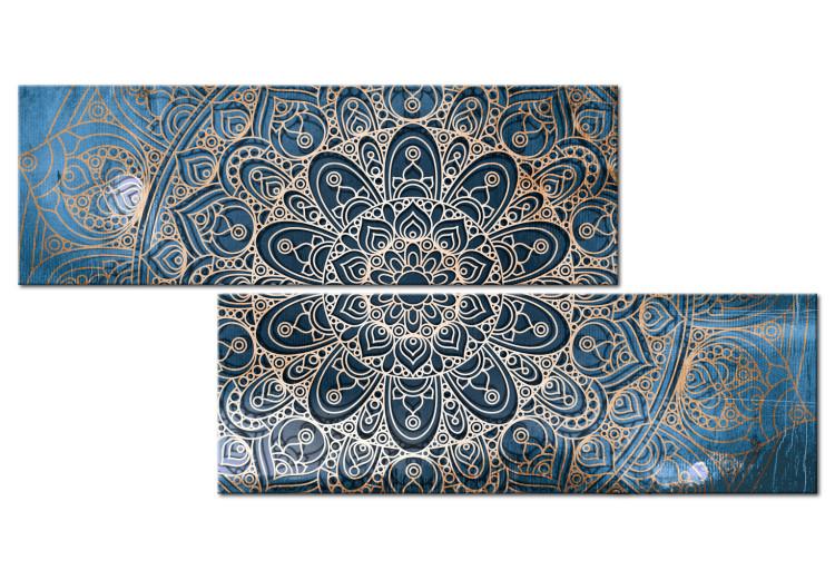 Canvas Print Mandala: Peace - Oriental Mosaic on Blue Background in Zen Motif