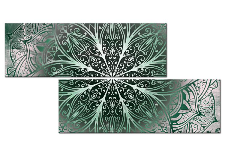 Canvas Print Mandala: Emerald Treasure - Oriental Green Pattern in Zen Motif