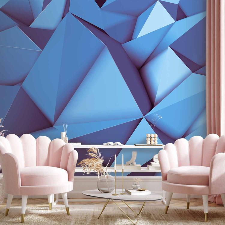 Wall Mural Abstract geometric illusion 3D - composition in blue