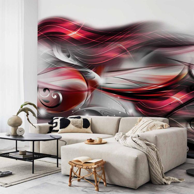 Wall Mural Metallic expression - composition with waves and patterns on a white background