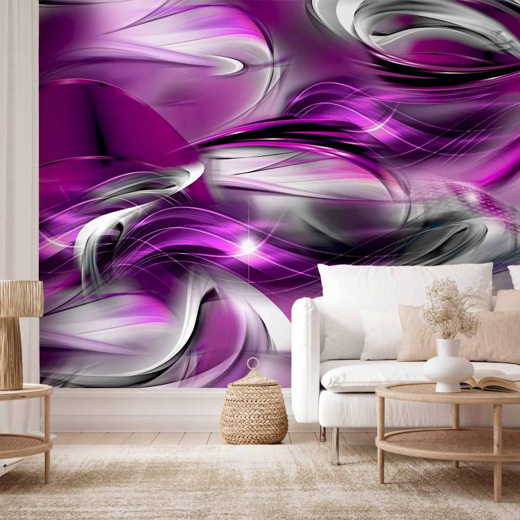 Wall Mural Abstract rough sea - composition with illusion of purple waves
