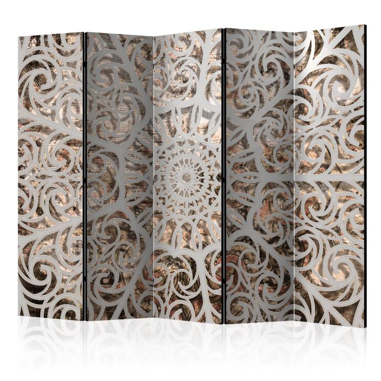 Room Divider Song of the Orient II - creative gray mandala on beige textured background