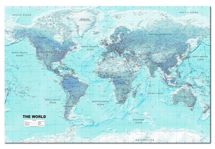 Canvas Print World Map: Blue World - Blue Political Map with Labels