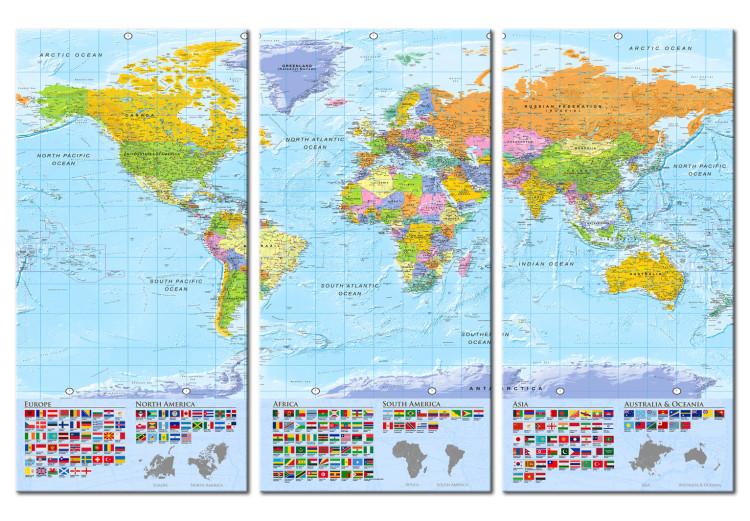 Canvas Print World: Colorful Map II - World Map in English with Country Flags