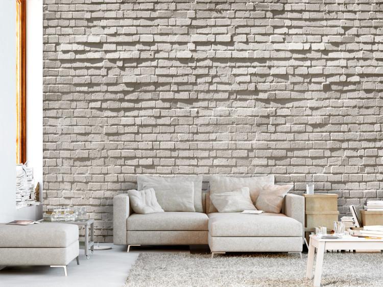 Wall Mural Brick wall - industrial background of regular texture of grey stones