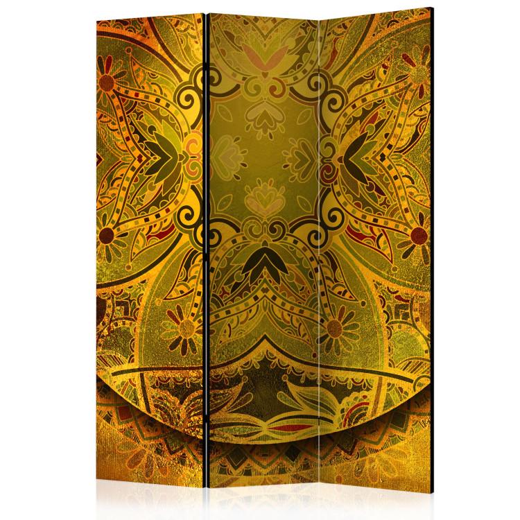 Room Divider Mandala: Golden Strength - ethnic mandala in Zen motif in golden color