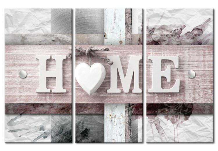 Canvas Print Unconventional Home - "Home" Sign on Wooden Plaque in Vintage Style