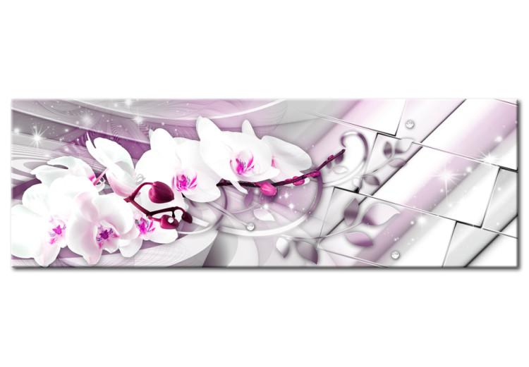 Canvas Print Sweet Orchids - Pink Flowers on Abstract Shiny Background