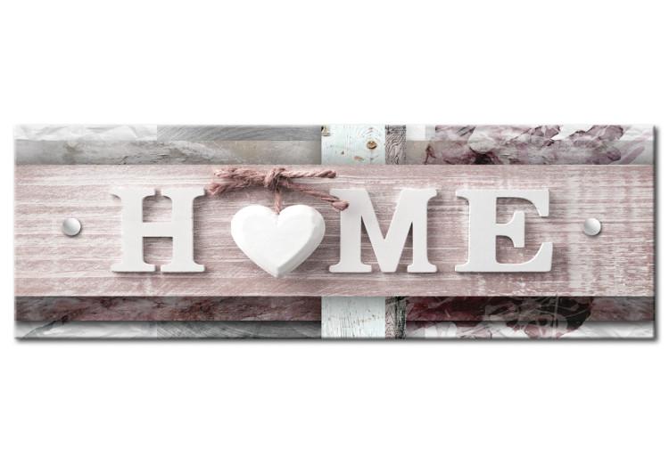 Canvas Print Modern Alliance - "Home" Sign on Pink Plaque in Vintage Style