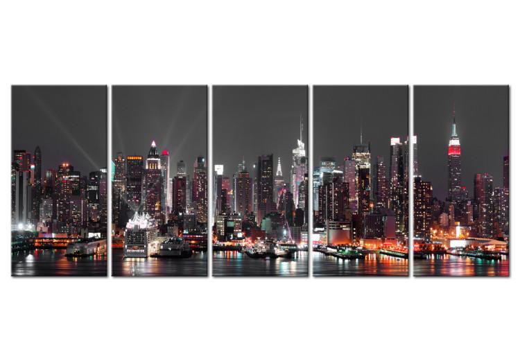 Canvas Print New York: Insomnia (5-piece) - City Immersed in Nightly Silence