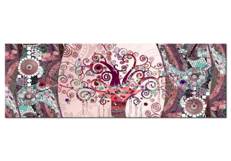 Canvas Print Pink Abstraction (1-piece) - Stone Colored Mosaic with a Tree