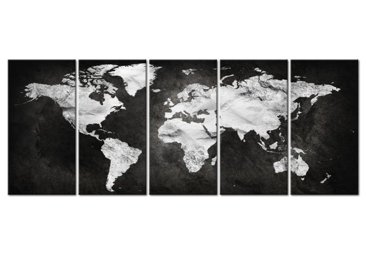 Canvas Print Ink World (5-piece) - Black and White Aesthetic World Map