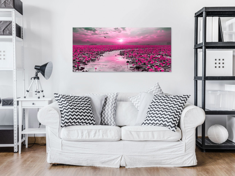 Canvas Print Lilies and Sunset (1-part) Wide - Landscape of Flower Field 107300 additionalImage 3