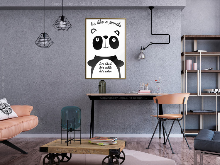 Poster Be Like a Panda - black and white composition with an animal and texts 114800 additionalImage 5