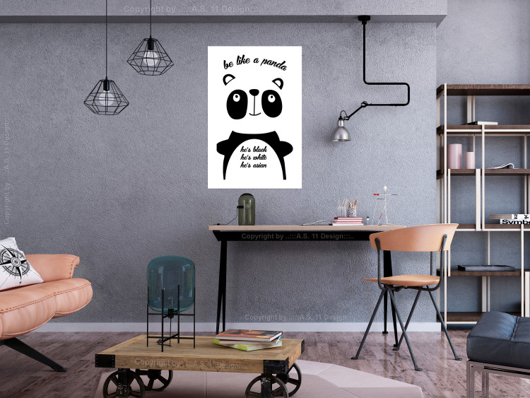 Poster Be Like a Panda - black and white composition with an animal and texts 114800 additionalImage 2