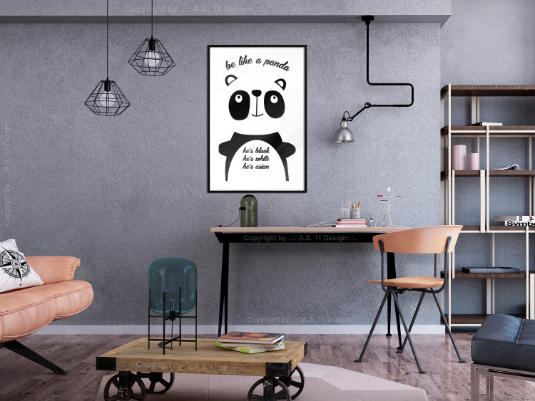 Poster Be Like a Panda - black and white composition with an animal and texts 114800 additionalImage 4