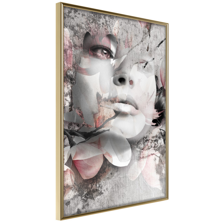 Poster Thoughtful Woman - abstraction with a woman's face and pink flowers 115200 additionalImage 12