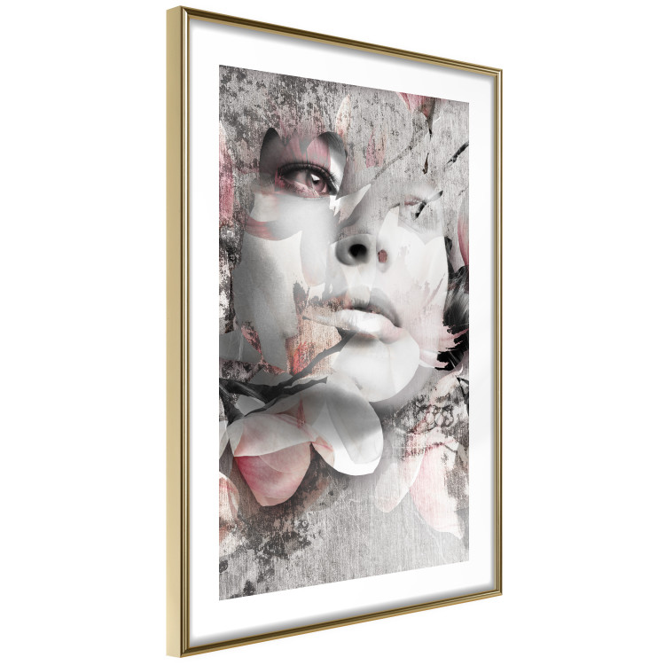 Poster Thoughtful Woman - abstraction with a woman's face and pink flowers 115200 additionalImage 6