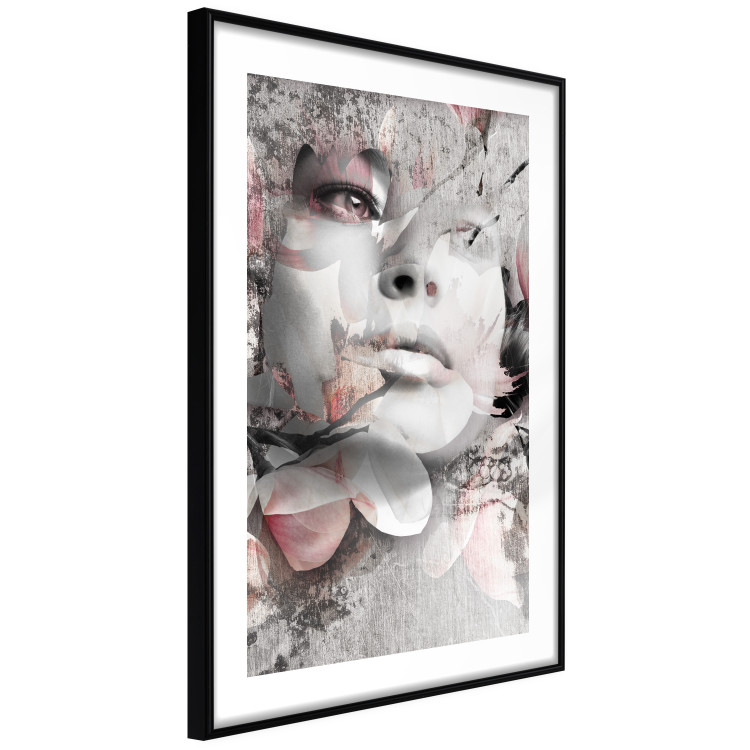 Poster Thoughtful Woman - abstraction with a woman's face and pink flowers 115200 additionalImage 11