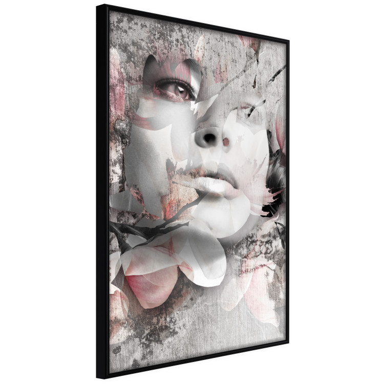Poster Thoughtful Woman - abstraction with a woman's face and pink flowers 115200 additionalImage 10