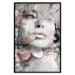 Poster Thoughtful Woman - abstraction with a woman's face and pink flowers 115200 additionalThumb 18
