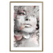 Poster Thoughtful Woman - abstraction with a woman's face and pink flowers 115200 additionalThumb 14