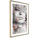Poster Thoughtful Woman - abstraction with a woman's face and pink flowers 115200 additionalThumb 6