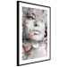 Poster Thoughtful Woman - abstraction with a woman's face and pink flowers 115200 additionalThumb 11