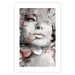 Poster Thoughtful Woman - abstraction with a woman's face and pink flowers 115200 additionalThumb 19