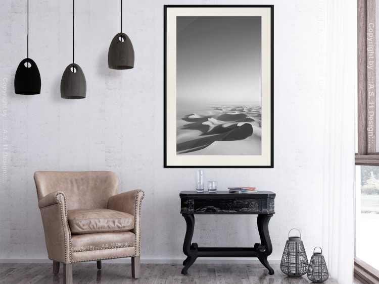 Poster Endless Sahara - black and white landscape amidst dunes and desert sands 116500 additionalImage 22