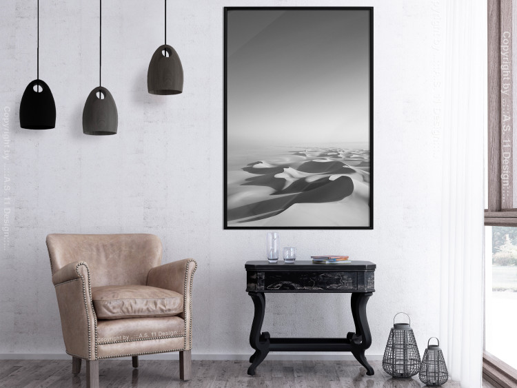 Poster Endless Sahara - black and white landscape amidst dunes and desert sands 116500 additionalImage 5