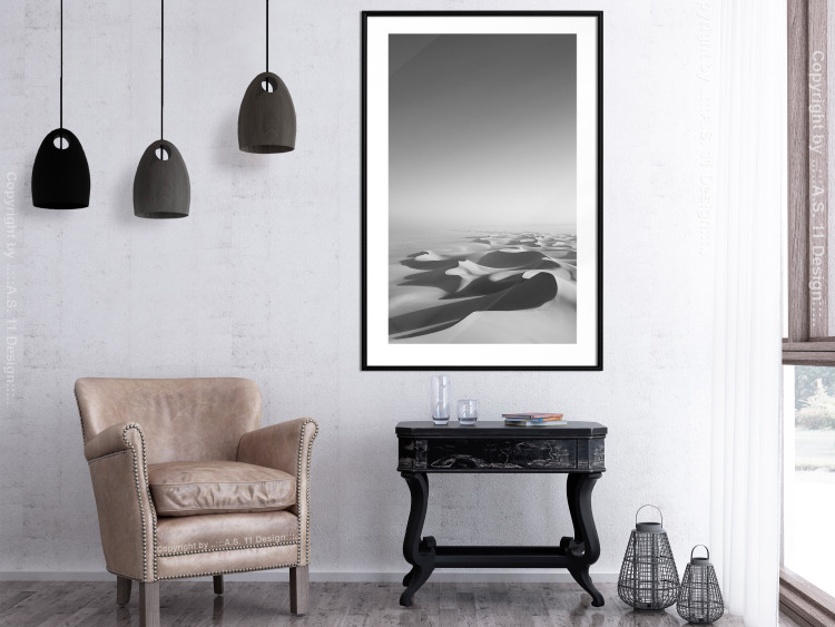 Poster Endless Sahara - black and white landscape amidst dunes and desert sands 116500 additionalImage 4