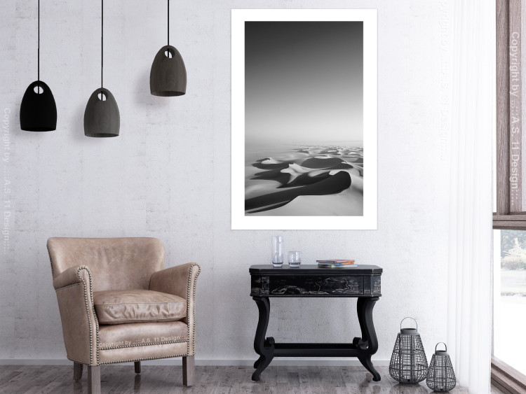 Poster Endless Sahara - black and white landscape amidst dunes and desert sands 116500 additionalImage 4