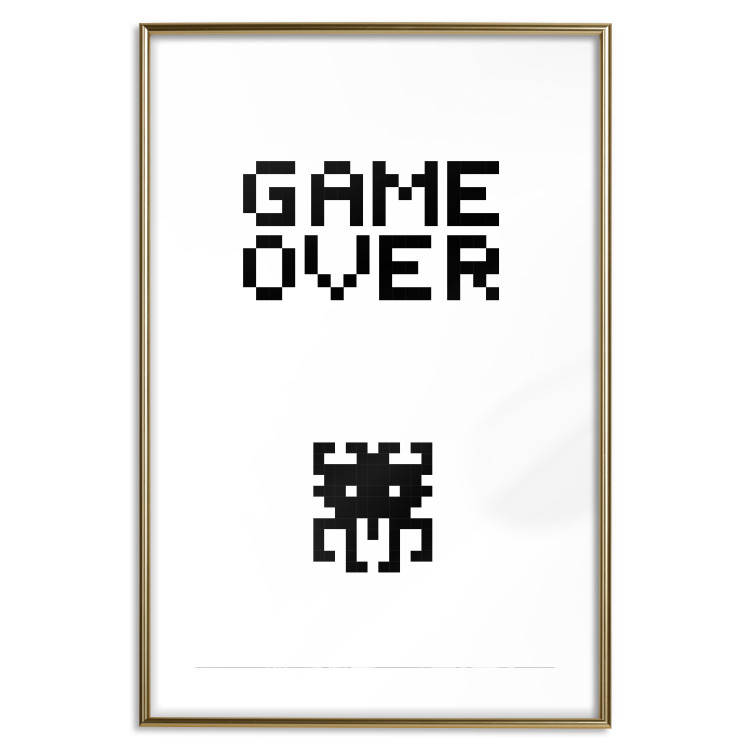 Wall Poster Game Over - black and white composition with pixels and English text 116800 additionalImage 16