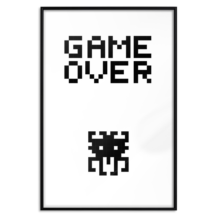Wall Poster Game Over - black and white composition with pixels and English text 116800 additionalImage 24