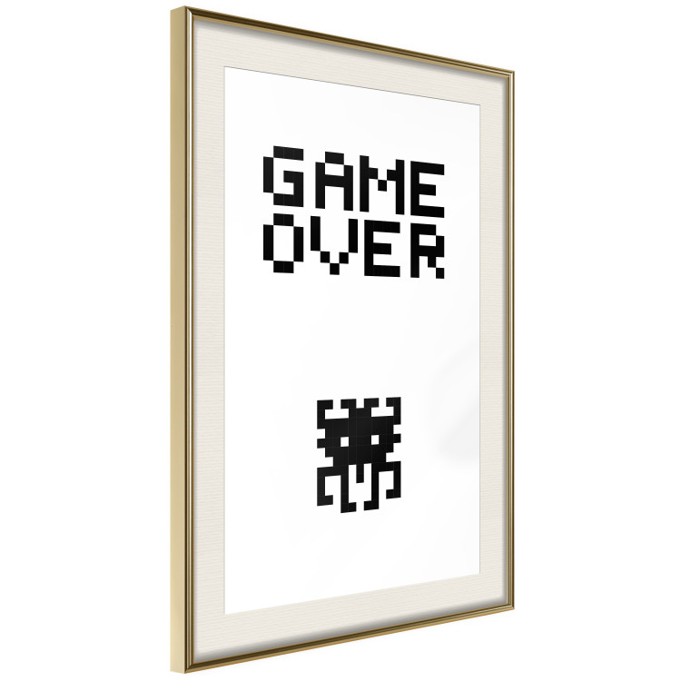 Wall Poster Game Over - black and white composition with pixels and English text 116800 additionalImage 2