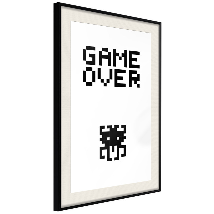 Wall Poster Game Over - black and white composition with pixels and English text 116800 additionalImage 3