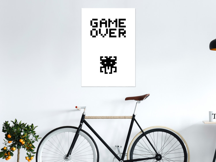 Wall Poster Game Over - black and white composition with pixels and English text 116800 additionalImage 23