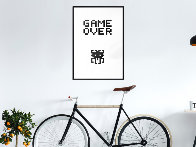 Wall Poster Game Over - black and white composition with pixels and English text 116800 additionalImage 4